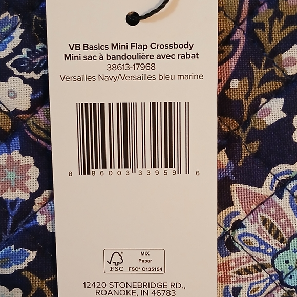 Vera Bradley VB Basics Mini Flap Crossbody Versailles Navy - Picture 5 of 5